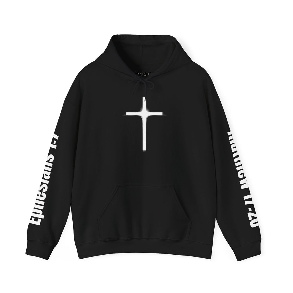 Christian Cross Hoodie — "God is able to forgive you even when you can't forgive yourself" (Matthew 17:20)